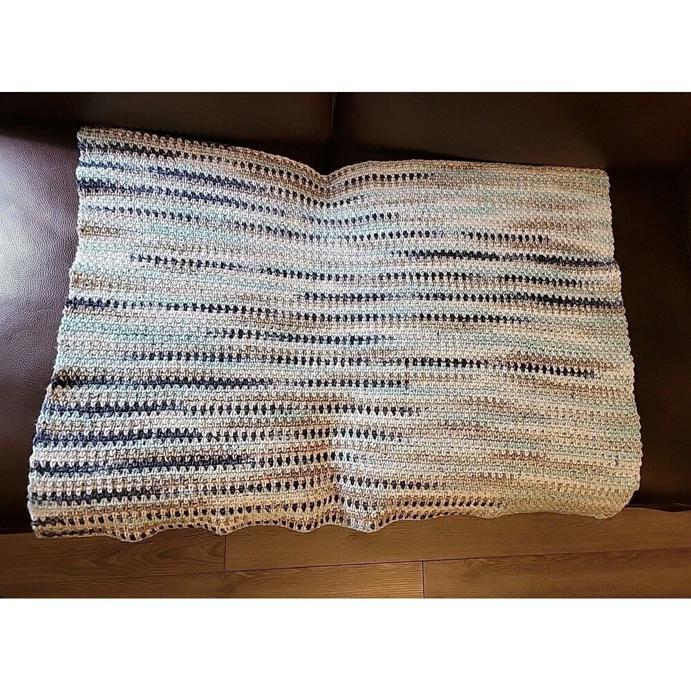 Crochet Soft Baby Blanket Afghan Striped Throw Lap 21" x 29" Handmade
